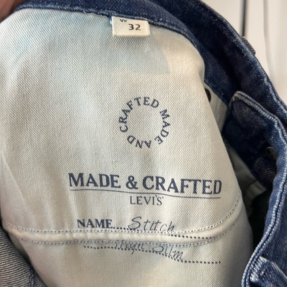 Levi’s Made & Crafted Stitch High Slim Dark Wash Denim Jean size 32X30 - Picture 7 of 8